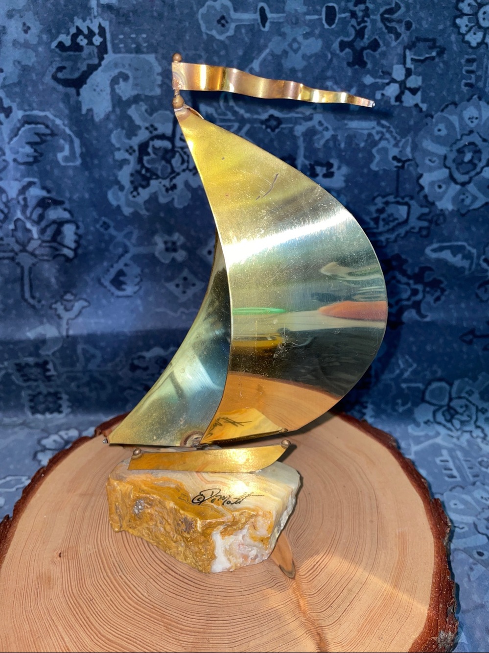 Demott Vintage Mid Century Modern Brass Sailboat 8”